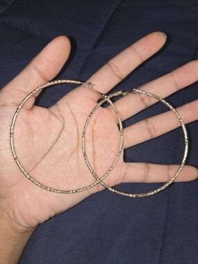 Textured Gold Large Hoop Earrings